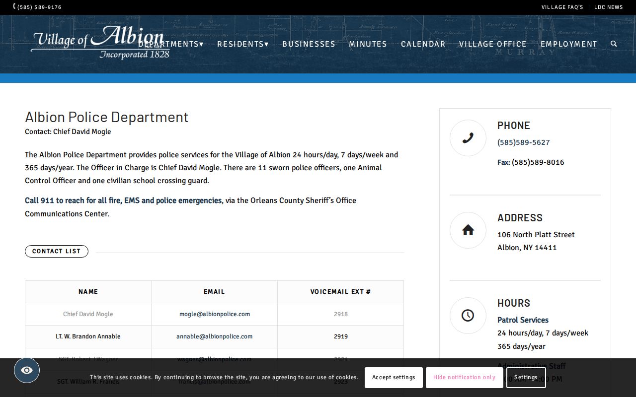 Orleans County Albion Police Department record-access source page