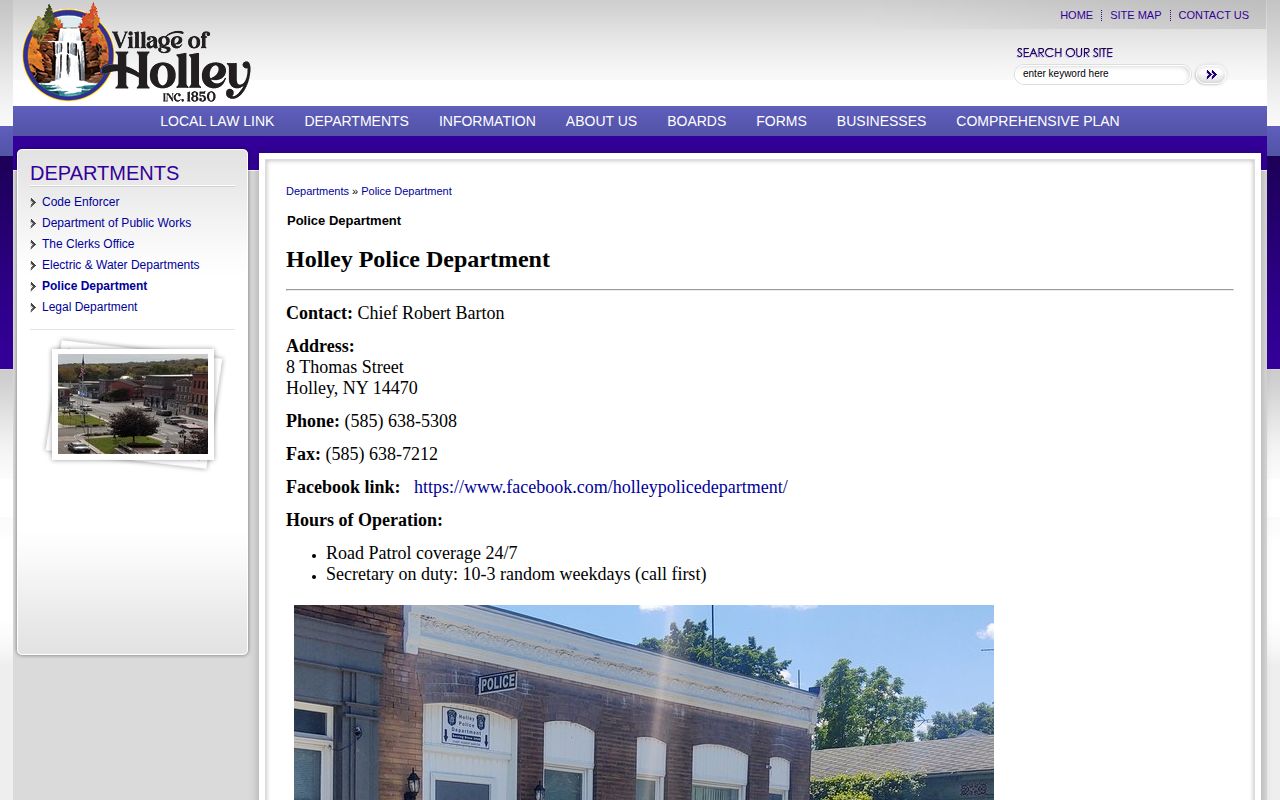 Orleans County Holley Police Department record-access source page