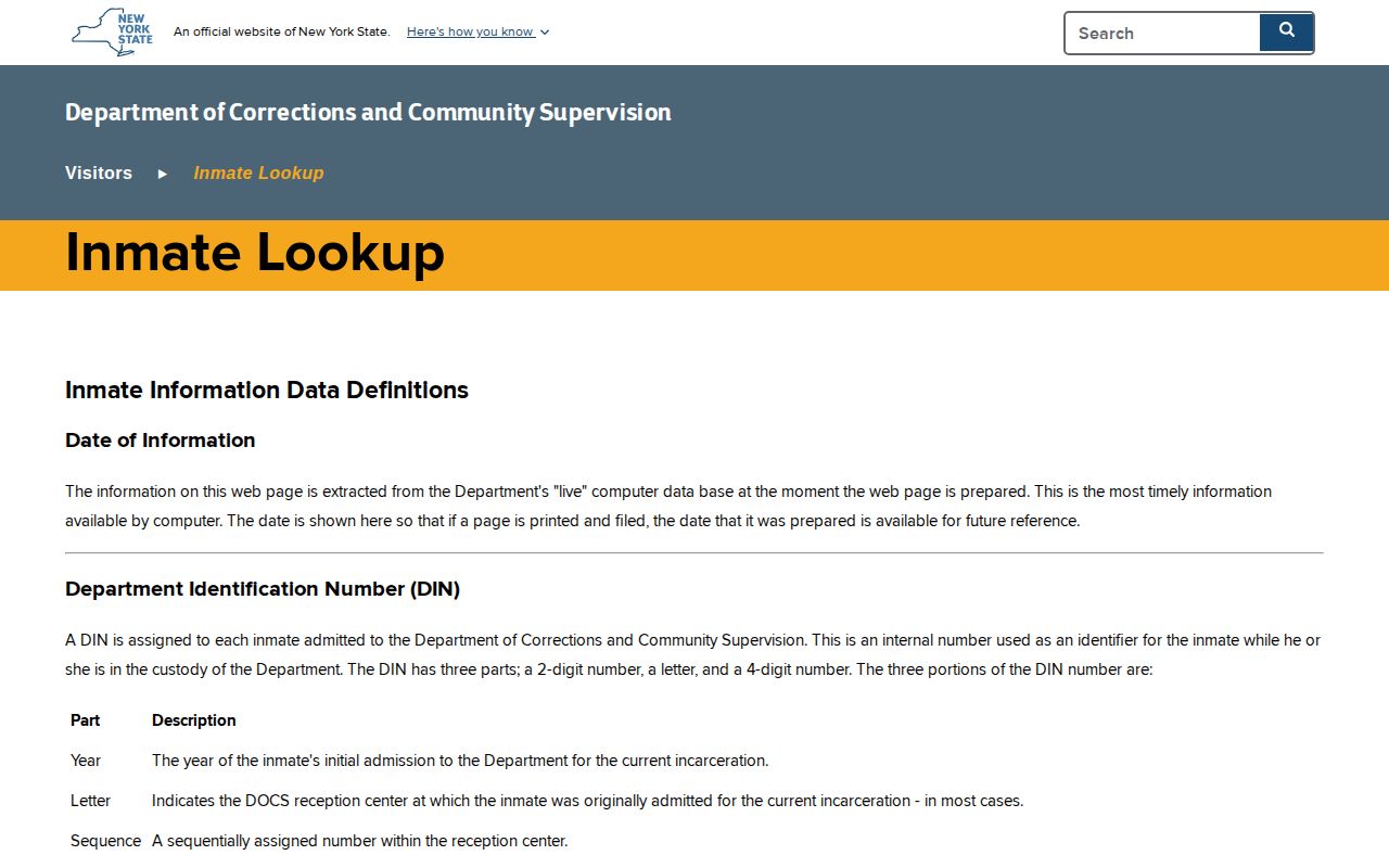 New York DOCCS locator for state custody after an Orleans County booking